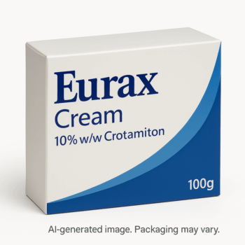 Tube of Eurax 10% Cream used to relieve itching and rashes