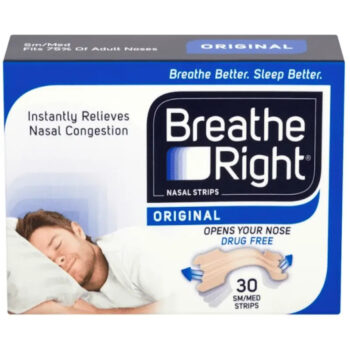 Breathe Right Snoring Congestion Relief Nasal Strips – 30 Natural Small/Medium Strips